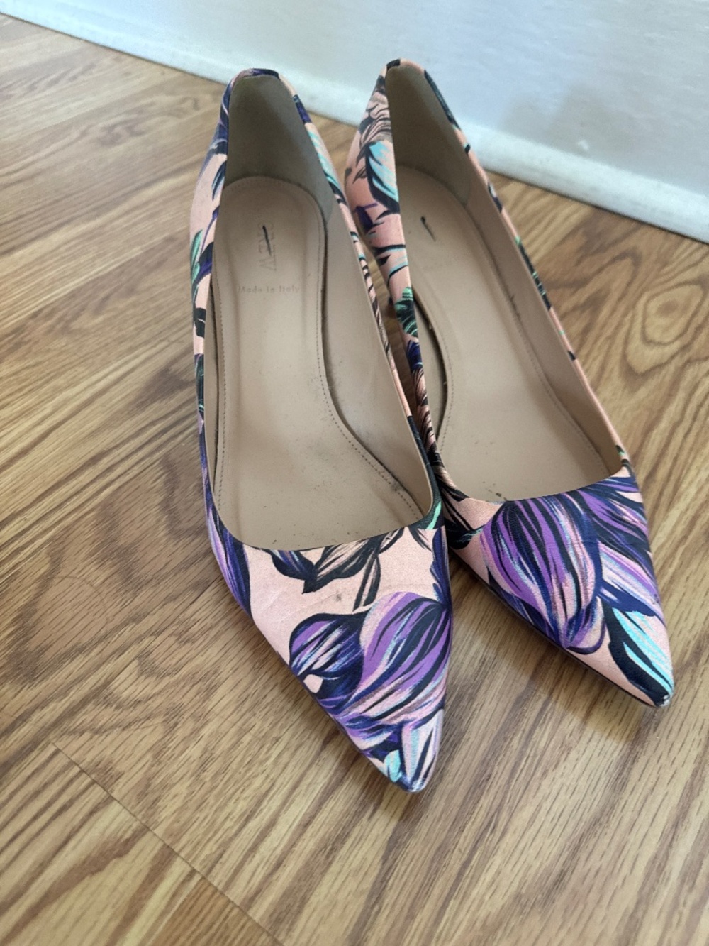 J crew pumps heels 9.5 pink flowers
